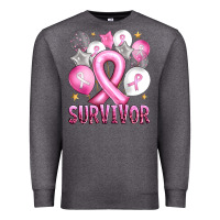 Charcoal Heather Balloons cancer ribbon survivor Premium Sweatshirt - Artiststas