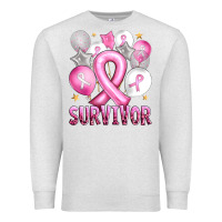 Oatmeal Heather Balloons cancer ribbon survivor Premium Sweatshirt - Artiststas