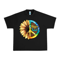 Black Hippie Soul with Sunflower and Leopard Background Urban Heavy Tee - JahusDesignShop
