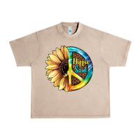 French Oak Hippie Soul with Sunflower and Leopard Background Urban Heavy Tee - JahusDesignShop