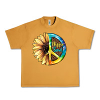 Peanut Butter Hippie Soul with Sunflower and Leopard Background Urban Heavy Tee - JahusDesignShop