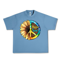 Pebble Blue Hippie Soul with Sunflower and Leopard Background Urban Heavy Tee - JahusDesignShop