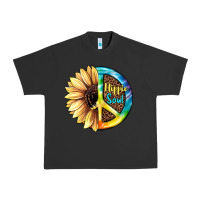Pigment Black Hippie Soul with Sunflower and Leopard Background Urban Heavy Tee - JahusDesignShop