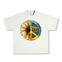 Pistachio Hippie Soul with Sunflower and Leopard Background Urban Heavy Tee - JahusDesignShop
