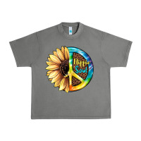 Tornado Hippie Soul with Sunflower and Leopard Background Urban Heavy Tee - JahusDesignShop