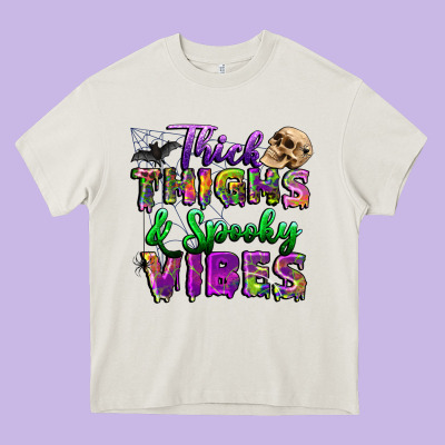 Thick Thighs And Spooky Vibes Heavy Core Tee Designed By Bundleandbundleshop