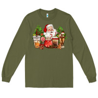 Army Green christmas santa coffee cups Long Sleeve Tee - CowGirlArtShop