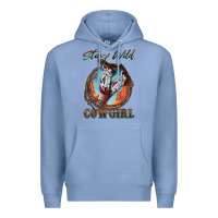 Colony Blue Stay Wild Cowgirl Premium Hoodie - FaDigitalArtStudio