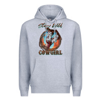 Heather Grey Stay Wild Cowgirl Premium Hoodie - FaDigitalArtStudio