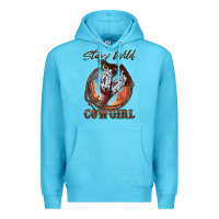 Ocean Blue Stay Wild Cowgirl Premium Hoodie - FaDigitalArtStudio