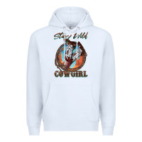 White Stay Wild Cowgirl Premium Hoodie - FaDigitalArtStudio