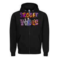 Black Spooky Vibes Zipper Hoodie - CowhideDigitalArt