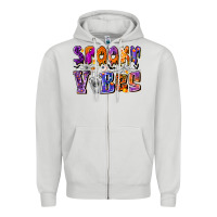 Dove Grey Spooky Vibes Zipper Hoodie - CowhideDigitalArt