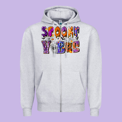 Spooky Vibes Zipper Hoodie Designed By Cowhidedigitalart