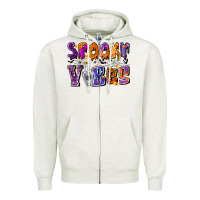 Oatmeal Heather Spooky Vibes Zipper Hoodie - CowhideDigitalArt