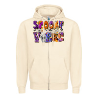 Sandshell Spooky Vibes Zipper Hoodie - CowhideDigitalArt