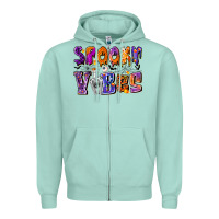 Seafoam Spooky Vibes Zipper Hoodie - CowhideDigitalArt