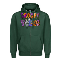 Sports Green Spooky Vibes Zipper Hoodie - CowhideDigitalArt