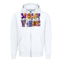 White Spooky Vibes Zipper Hoodie - CowhideDigitalArt
