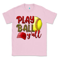 Bubblegum Pink Play ball y'all Softball Classic Tee - NancyCooperArtShop