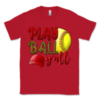 Red Play ball y'all Softball Classic Tee - NancyCooperArtShop