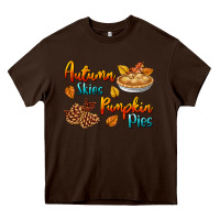 Chocolate Brown Autumn Skies Pumpkin Pies Heavy Core Tee - BundleAndBundleShop