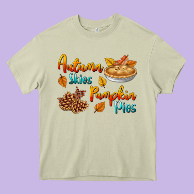 Autumn Skies Pumpkin Pies Heavy Core Tee Designed By Bundleandbundleshop