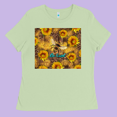 Be Kind Bee And Sunflowers Ladies Tee Designed By Artiststas
