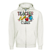 Oatmeal Heather Teacher Calus Zipper Hoodie - CowhideDigitalArt
