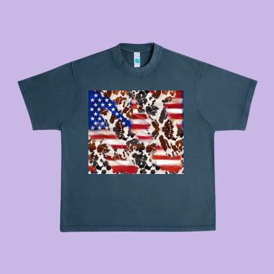 Cowhide Amerikan Flag Urban Heavy Tee Designed By Tumblerdesignbyshophia