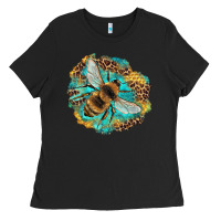 Black leopard honeycomb with bee Ladies Tee - Artiststas