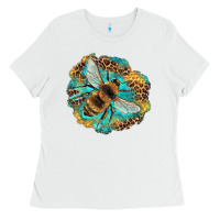 White leopard honeycomb with bee Ladies Tee - Artiststas