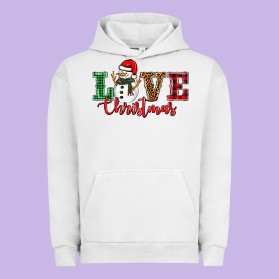 Love Christmas Snowman Urban Hoodie Designed By Barkaloodesign