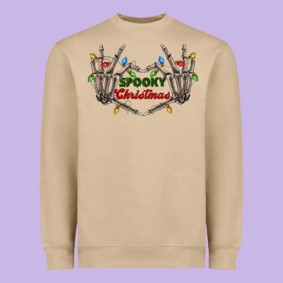 Spooky Christmas Skeleton Hands Heavyweight Sweatshirt Designed By Fadigitalartstudio