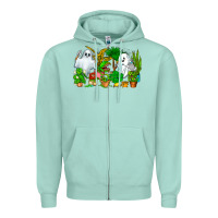 Seafoam Spooky Plants Zipper Hoodie - CowhideDigitalArt