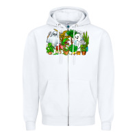 White Spooky Plants Zipper Hoodie - CowhideDigitalArt