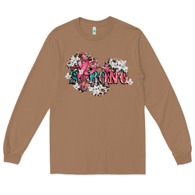 Strong Cancer Awareness 12 Inches 300 Dpi Long Sleeve Tee by CowGirlArtShop | Teevron