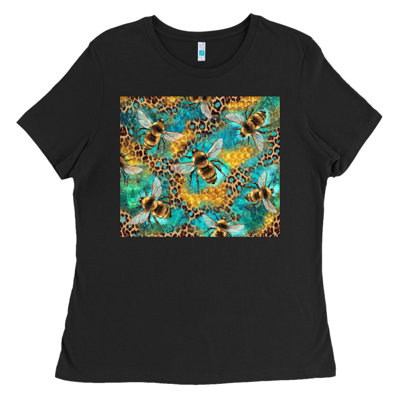 Honeycomb And Bees With Leopard Ladies Tee by Artiststas | Teevron