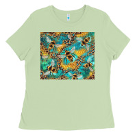 Matcha honeycomb and bees with leopard Ladies Tee - Artiststas