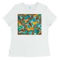 White honeycomb and bees with leopard Ladies Tee - Artiststas