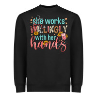 Black she works willingly with her hands Heavyweight Sweatshirt - FaDigitalArtStudio