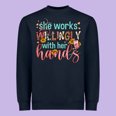 She Works Willingly With Her Hands Heavyweight Sweatshirt Designed By Fadigitalartstudio