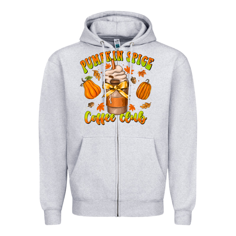 Pumpkin Spice Coffee Club Zipper Hoodie by CowhideDigitalArt | Teevron