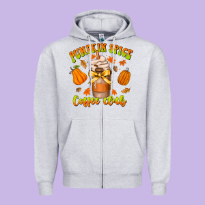 Pumpkin Spice Coffee Club Zipper Hoodie Designed By Cowhidedigitalart
