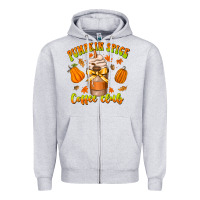 Heather Grey pumpkin spice coffee club Zipper Hoodie - CowhideDigitalArt