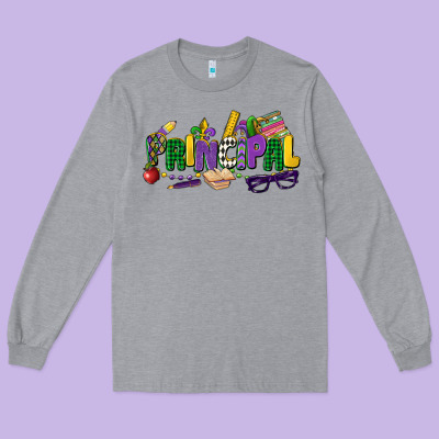 Principal Mardi Gras Cowgirl Long Sleeve Tee Designed By Cowgirlartshop