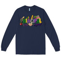 Navy principal mardi gras cowgirl Long Sleeve Tee - CowGirlArtShop