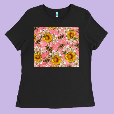 Bees And Flowers Ladies Tee Designed By Artiststas