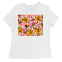 White bees and flowers Ladies Tee - Artiststas