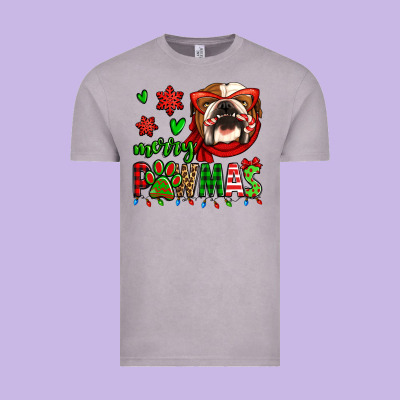 Merry Pawmas Christmas Bulldog Vintage Tee Designed By Jasminsmagicworld